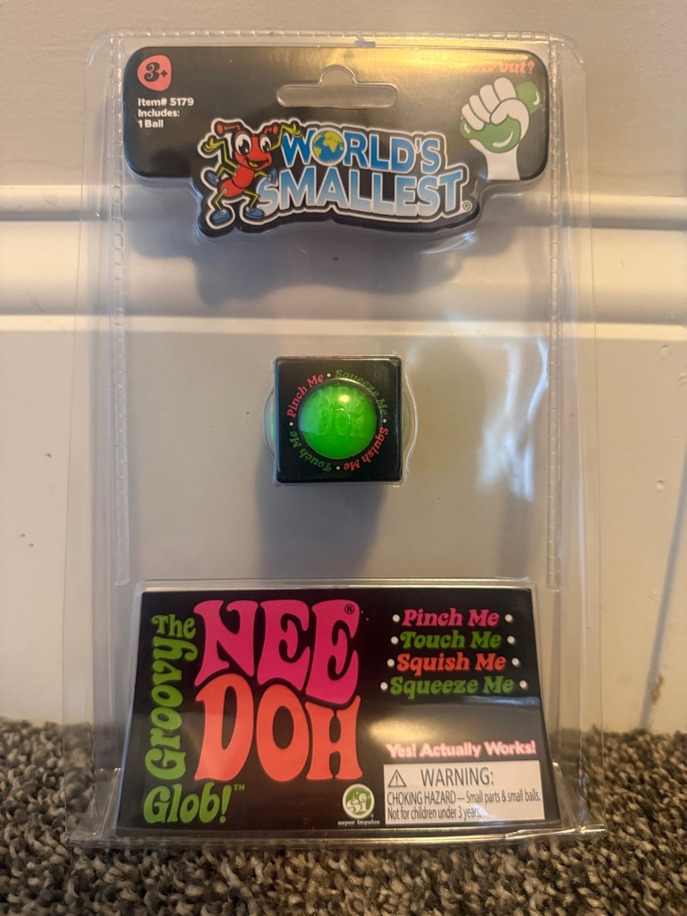 Ultra Rare World's Smallest Groovy Nee Doh Glob Pinch Toy - Green
